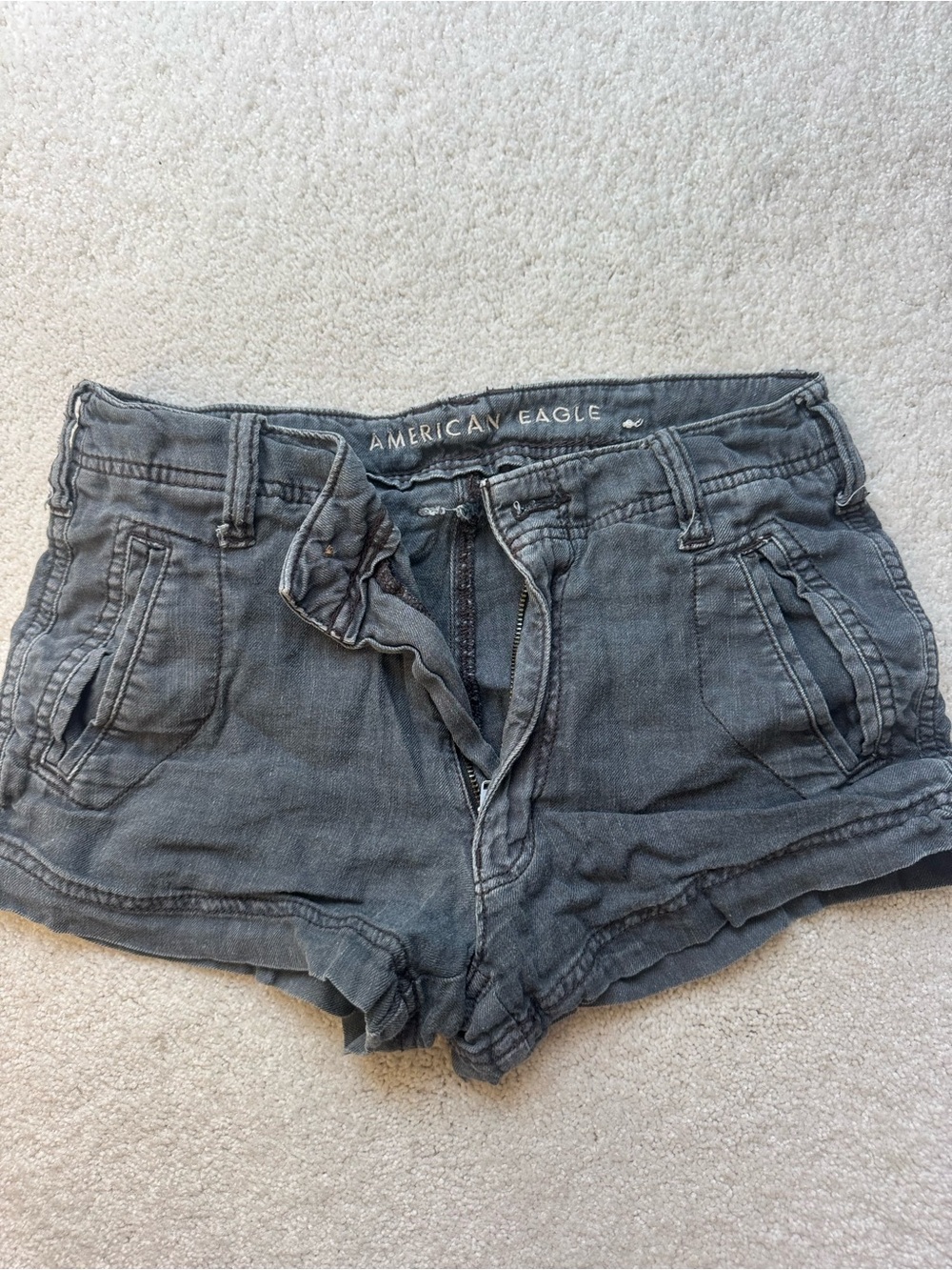 American Eagle Outfitters Gray Washed Denim Short Shorts